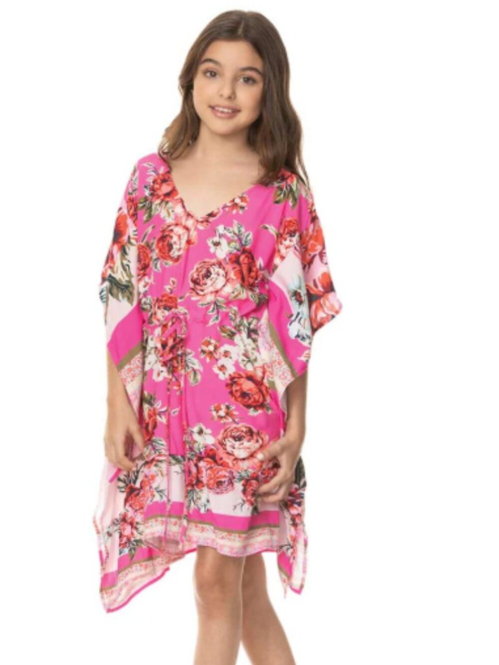 NWT Girls Maaji Reversible Kaftan Pixie Pink Floral Beach Boho Coverup Size 12
